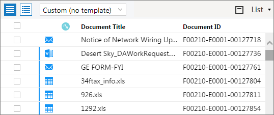 Document type icons in the List pane