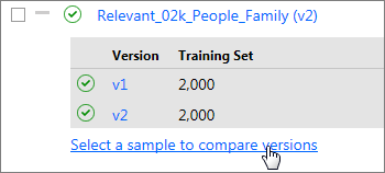 Select a sample to compare versions link