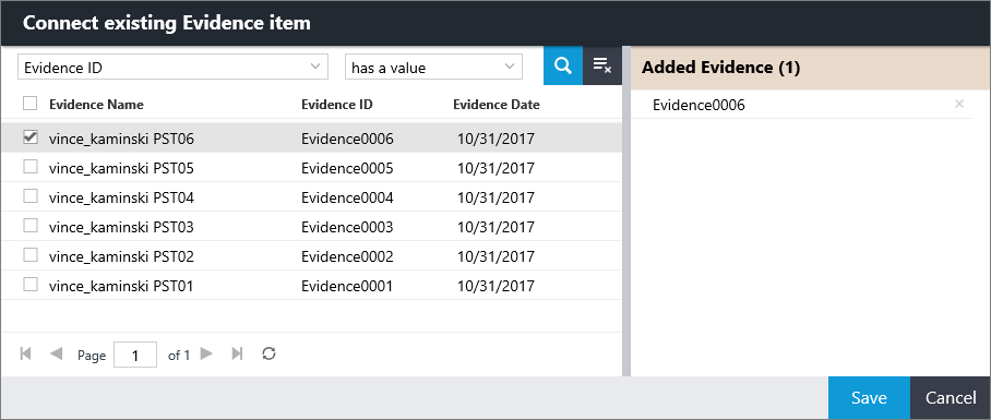 Connect an existing entity item