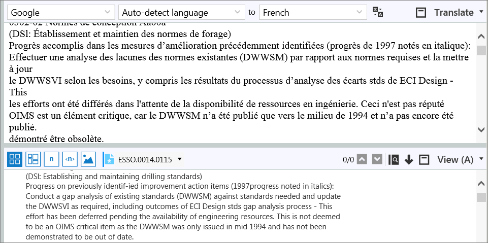 Translate pane.